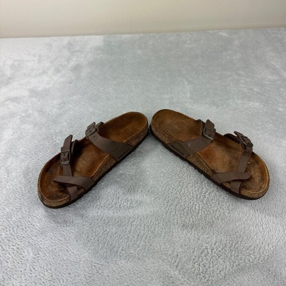 Birkenstock Miyari Brown Leather Sandals Women’s Size 37 EU - Picture 7 of 12